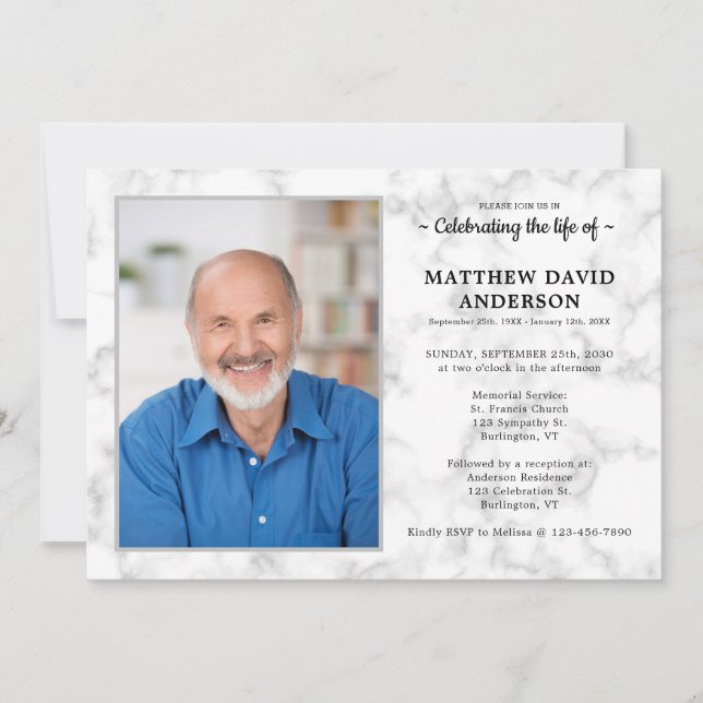 Convite Simples Celebração Memorial Do Funeral De Fotograf (Frente)