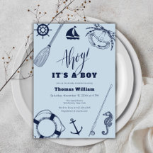 Simples Chá de fraldas de Garoto Náutico Moderno