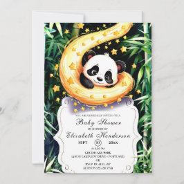 Convite Simples Chá de fraldas de Panda Mágica