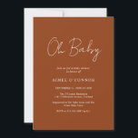 Convite Simples Chá de fraldas Elegante de Script Russo de<br><div class="desc">Convite de chá de fraldas colorido de abóbora moderno com um simples design com "Oh Baby" em uma tipografia de script de estilo rústico. Este elegante convite neutro de gênero com um layout minimalista é excelente para um chá de fraldas de outono/Halloween, quer você esteja tendo um menino ou uma...</div>