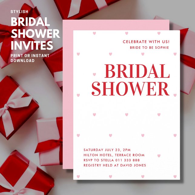 Convite Simples Chá de panela de Coração de Amor (Criador carregado)