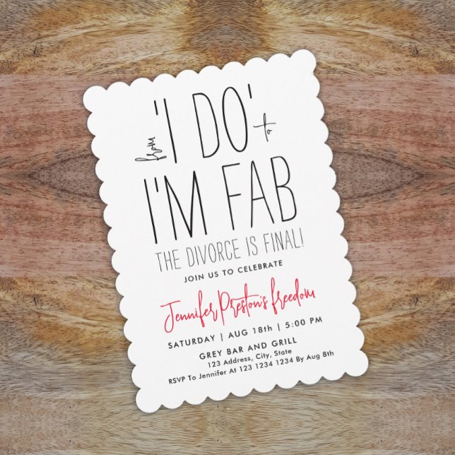 Convite Simples Chic Black and White Divororce Party Typo (Criador carregado)