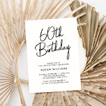 Convite Simples Chic Modern 60º Aniversário<br><div class="desc">Simples Chic Modern 60º aniversário. Apresentar um roteiro de caligrafia elegante e design de tipografia minimalista.</div>