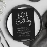 Convite Simples Chic Modern 60º Aniversário<br><div class="desc">Simples Chic Modern 60º aniversário. Apresentar um roteiro de caligrafia elegante e design de tipografia minimalista.</div>