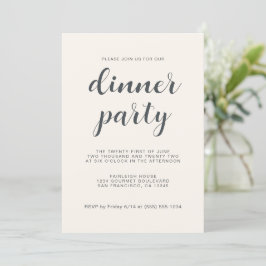 Convite Simples Chic Script Light Ivory Jantar Party