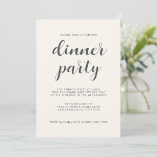 Convite Simples Chic Script Light Ivory Jantar Party