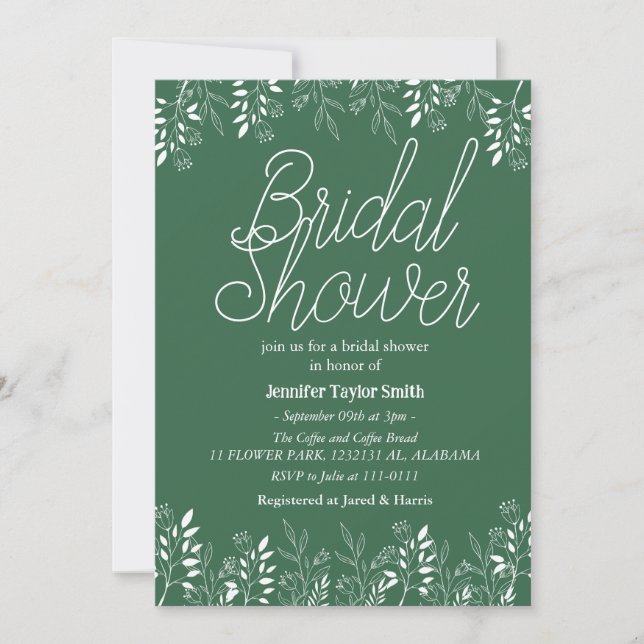 Convite simples & chique  floral Festa de Chá de Noiva Flo (Frente)