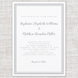 Convite Simples Cinzas e Casamento Branco Moderno