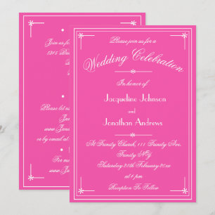 Convite Simples Clássico Adorável Rosa Tudo Em Um Casament