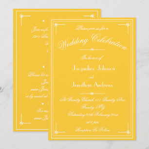 Convite Simples Clássico Amarelo Ensolarado Casamento Tudo