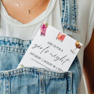 Convite Simples Cocktails festas de solteira Noturnas