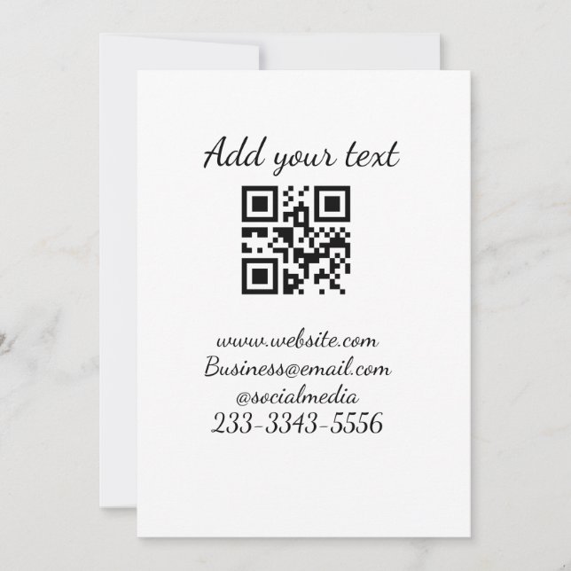 Convite simples código QR personalizado adicionar seu nome (Frente)