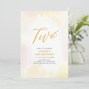 Convite Simples Corações Amarelos - Dois segundos aniver