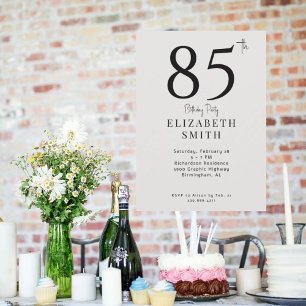Convite Simples Creme 85ª Festa de aniversário