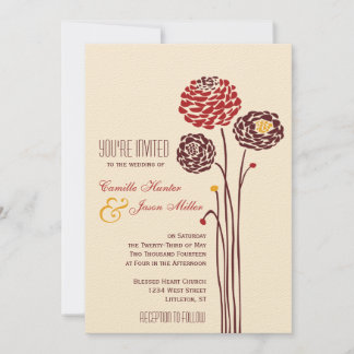 Convite Simples Dahlia - Casamento Texturizado Russo do ou