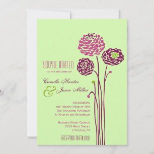 Convite Simples Dahlia - Casamento Verde e Púrpura