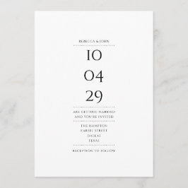 Convite Simples Data Especial de Casamento Preto e Branco