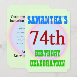 Convite simples de "74.º aniversário CELEBRAÇÃO"