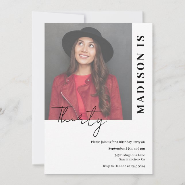 Convite Simples de Aniversário para Fotografia Per (Frente)