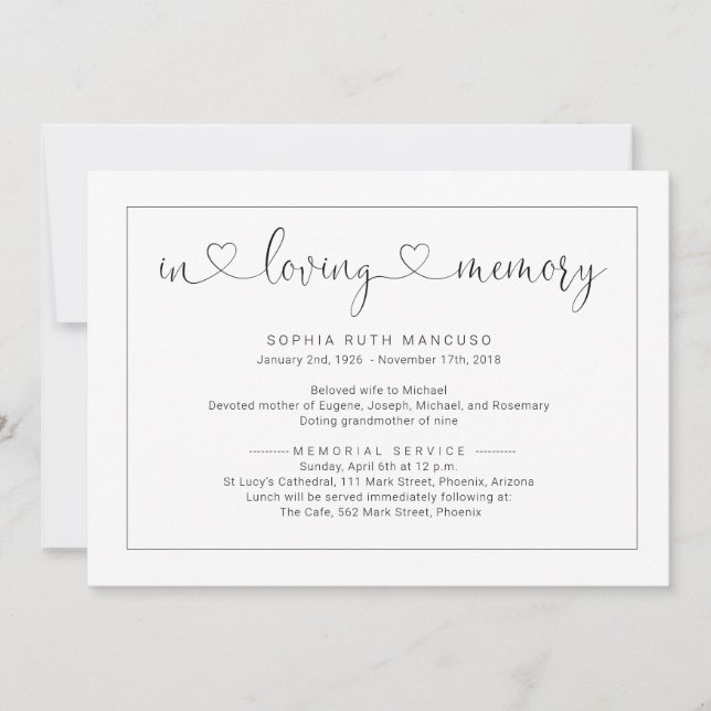 Convite Simples De Anúncio Funeral (Frente)