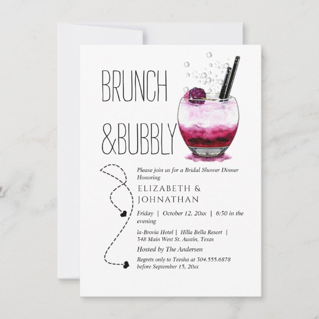 Convite Simples de Brunch e Coquetel Bubbly (Frente)
