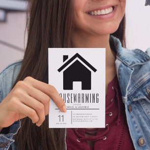 Convite Simples de Casa Nova em Preto e Branco