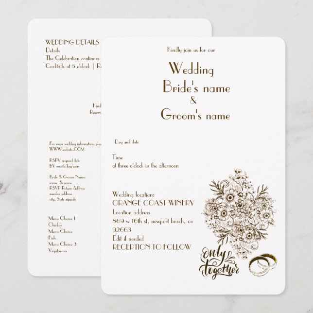 convite simples de casamento (Frente/Verso)