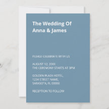 Convite Simples De Casamento Azul De Dusty