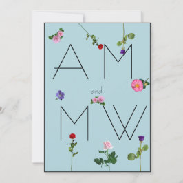 Convite Simples De Casamento Azul Floral De Chic