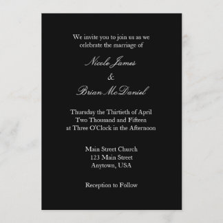 Convite Simples De Casamento Branco Preto