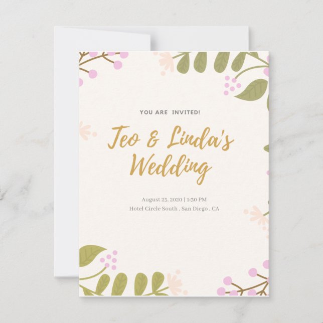 Convite Simples De Casamento/ Convite Moderno De C (Frente)