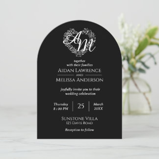 Convite Simples de Casamento de Arcos Brancos e Pr