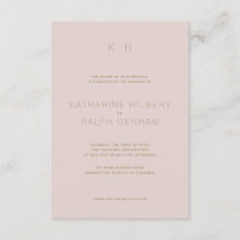 Convite Simples De Casamento De Beige Rosa Rosa