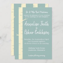 Convite Simples De Casamento De Birch Azul