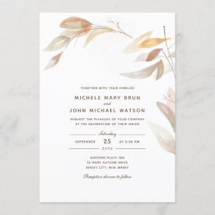 Convite Simples De Casamento De Branch De Outono D