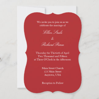 Convite Simples De Casamento De Branco Vermelho