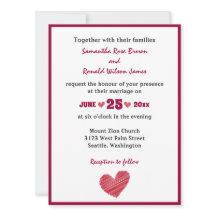 Convite Simples De Casamento De Coração Vermelho