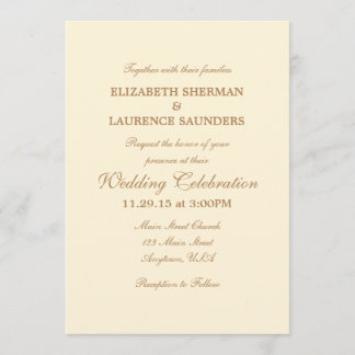 Convite Simples De Casamento De Cream Ivory Brown