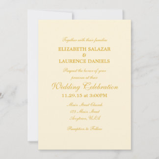 Convite Simples De Casamento De Cream Ivory Dourad