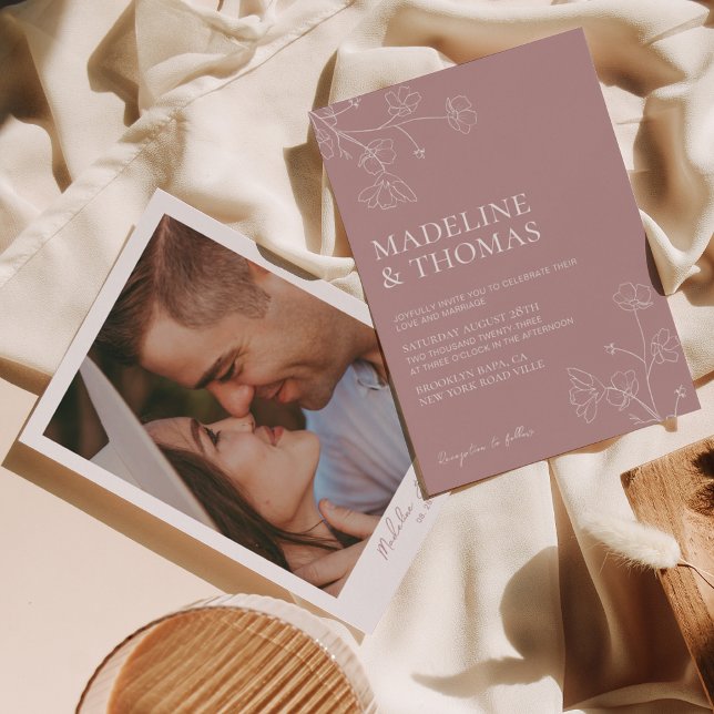 Convite Simples De Casamento De Foto Por Rosa (Criador carregado)