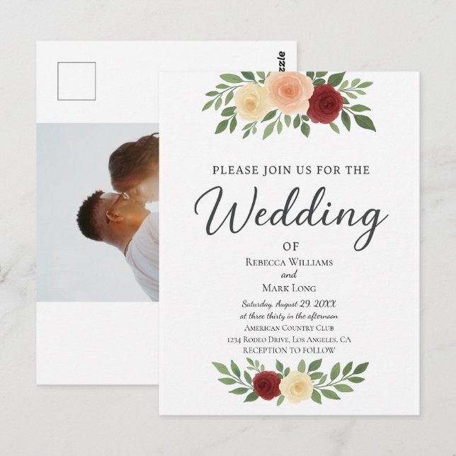 Convite Simples De Casamento De Fotografias De Sob (Frente/Verso)