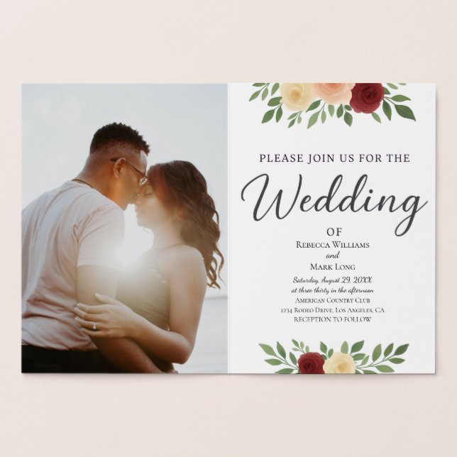 Convite Simples De Casamento De Fotografias De Sob (Interior)