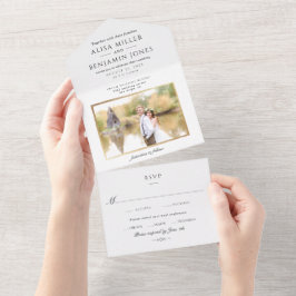 Convite Simples De Casamento De Fotos Elegante