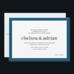 Convite Simples de Casamento de Fronteira Azul de<br><div class="desc">Faça uma declaração de elegância subestimada com este simples design de convite de casamento baseado em texto, com uma fronteira náutica de azul marinho e turquesa em branco. Use a opção de personalização para mudar todas as cores para se adequar ao seu tema de casamento, você pode até adicionar uma...</div>