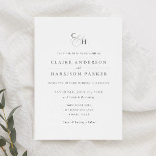 Convite Simples De Casamento De Monograma Elegante
