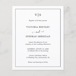 Convite Simples De Casamento De Orçamento Elegante