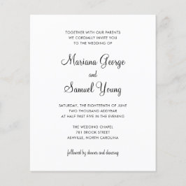 Convite Simples de Casamento de Orçamento Preto e 