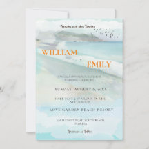 Convite Simples De Casamento De Praia Costeira Por