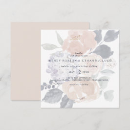 Convite Simples De Casamento De Quadrado Floral Ru