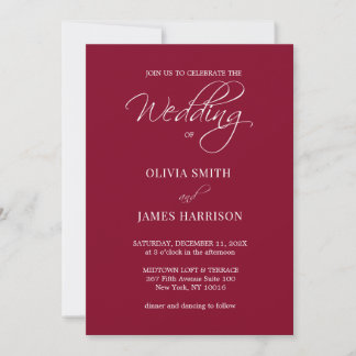 Convite Simples De Casamento De Queda Vermelha Mod